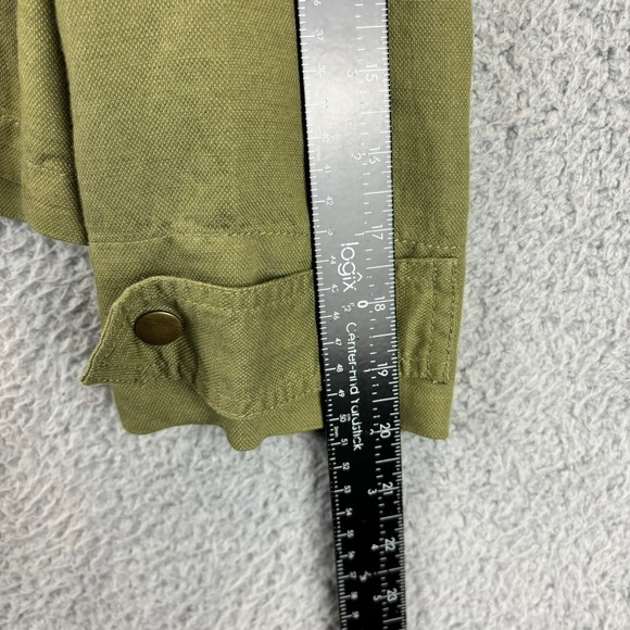 Nicole Miller Linen Jacket Medium Lightweight Lagenlook Minimalist Olive Green - Picture 10 of 12